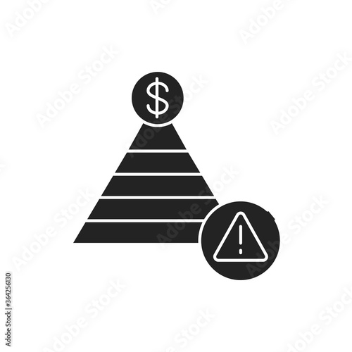 Financial pyramid black glyph icon. A business model that recruits members via a promise of payments or services. Pictogram for web page, mobile app, promo. UI UX GUI design element.