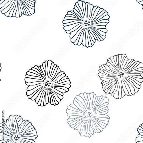 Dark BLUE vector seamless abstract design with flowers. Modern abstract illustration with flowers. Pattern for design of fabric, wallpapers.