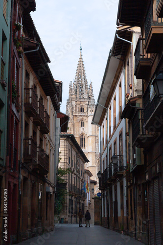 Streets of Oviedo and Cathedral of San Salvador, Oviedo, Spain © vladislavmavrin