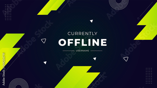 Currently offline twitch banner background vector template. Liquid geometric background with modern design.
