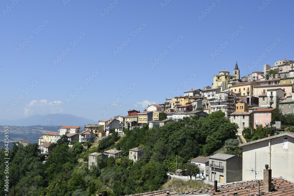 Panoramic view of Cairano, a medieval village in the mountains of the province of Avellino in Italy.
