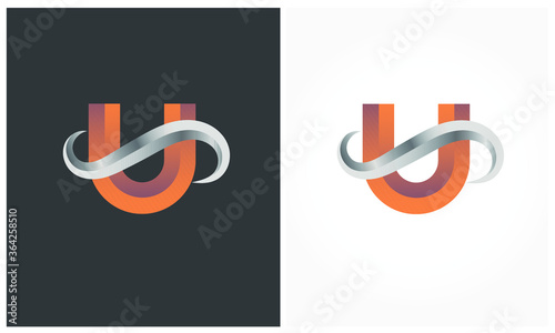 alphabet U vector and S vector logo 3D look (ID: 364258510)