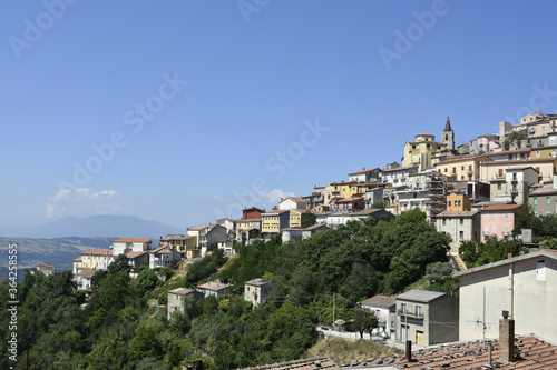 Panoramic view of Cairano, a medieval village in the mountains of the province of Avellino in Italy. 