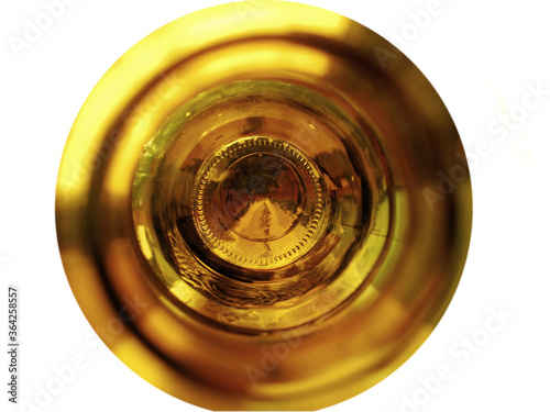 The bottom of the glass bottle. Inside view