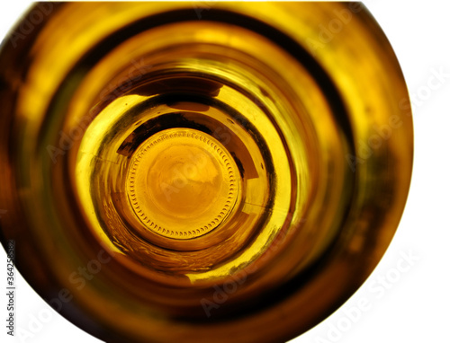 The bottom of the glass bottle. Inside view