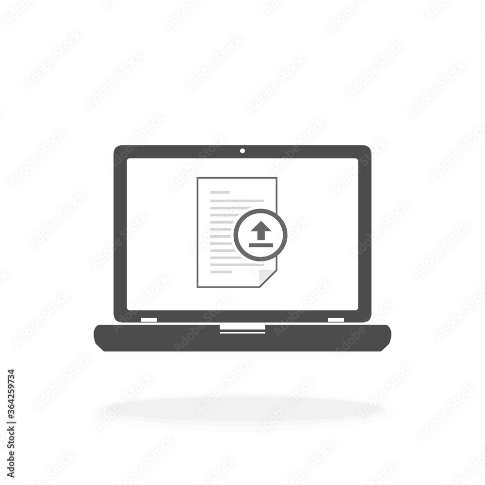 Computer With Document Upload Icon for Data Transfer Concept - Vector Icon Illustration Sign Computer With Document Upload Icon for Data Transfer Concept - Vector Icon Illustration Sign