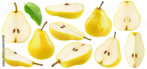 Bild auf Leinwand Isolated yellow pears collection
