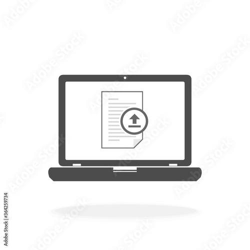 Wallpaper Mural Computer With Document Upload Icon for Data Transfer Concept - Vector Icon Illustration Sign Torontodigital.ca