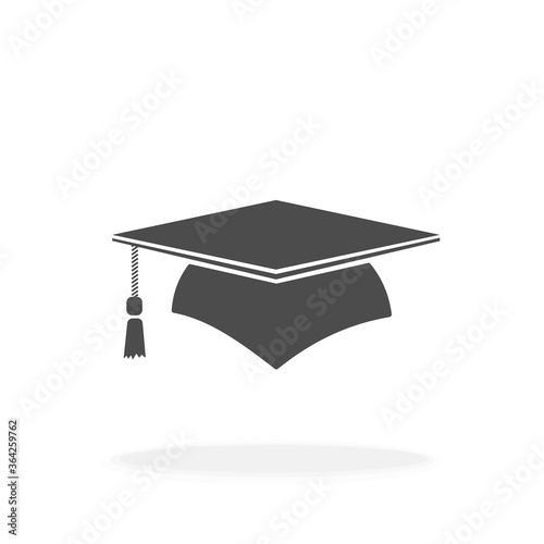Mortarboard Cap for Learning, Graduation and Education Concept - Vector Icon Illustration Sign