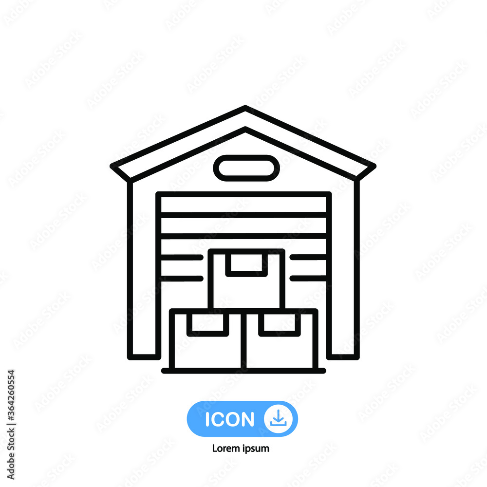 Warehouse icon vector isolated on white background.