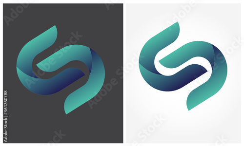 set of alphabet logo 3D style. Classic S letter and U letter (ID: 364260798)