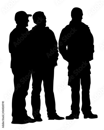 Crowds young people on street. Isolated silhouette on a white background