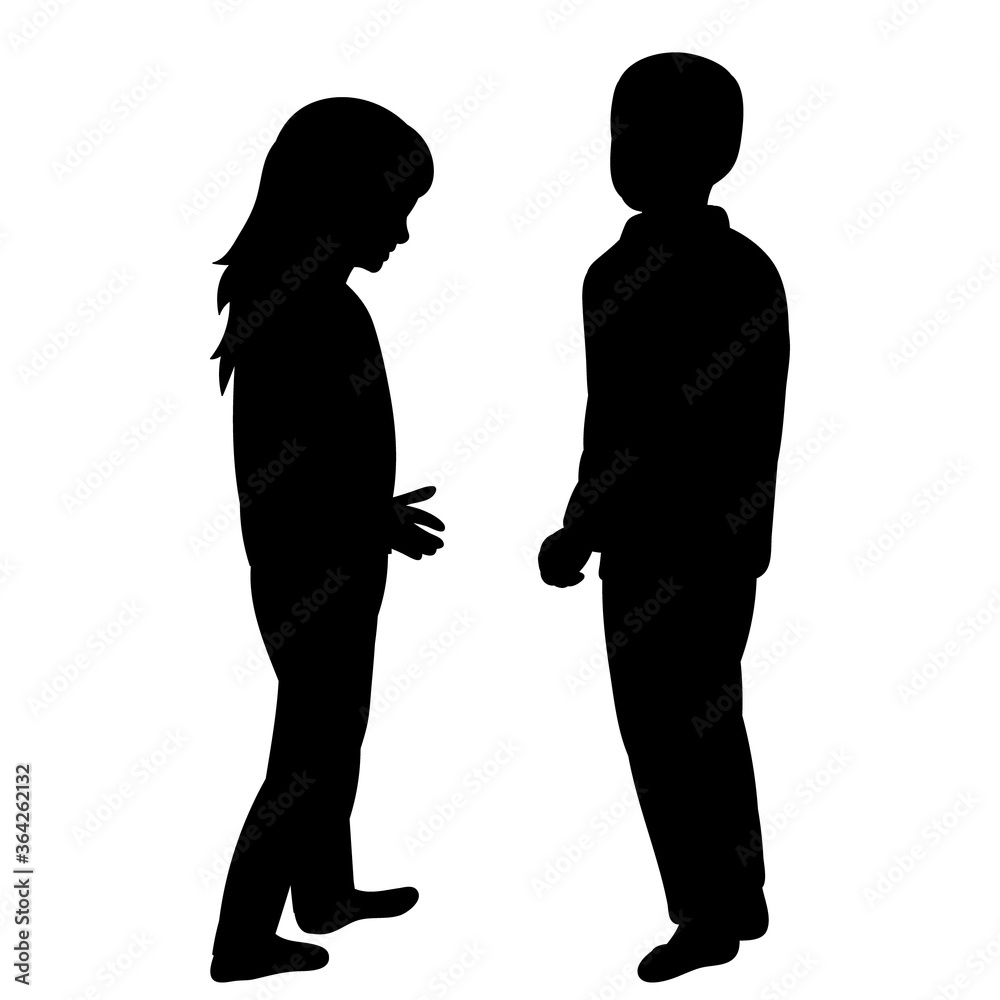 silhouette of children on a white background