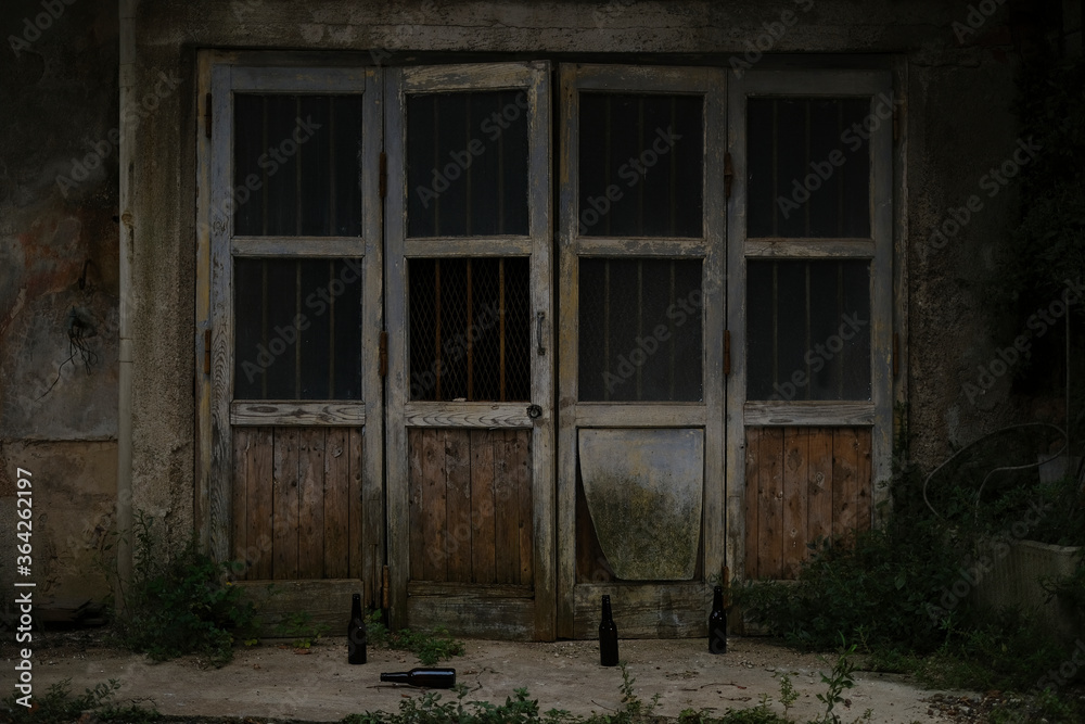 Old door in abandoned home