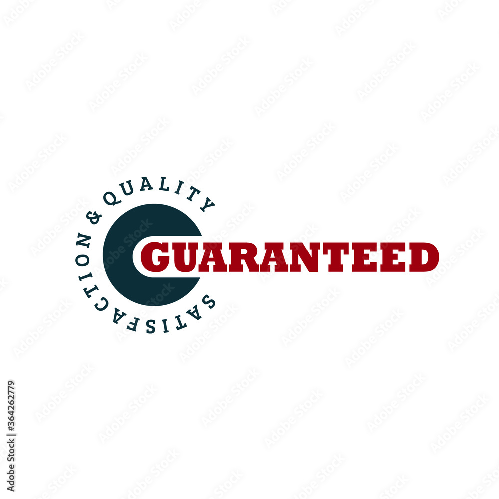 Unique satisfaction and quality guaranteed badge with blocked circle and decorative text vector illustration isolated on white background perfect for company stamp or identity 