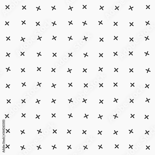 little simple monochrome black and white flower in plus shape with grid line  seamless pattern for background, wallpaper, banner, label, cover etc. vector design.
