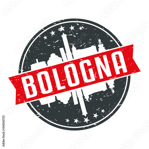 Bologna Italy Round Travel Stamp Icon Skyline City Design.