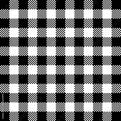 Black and white checked tablecloth background. Chequered. Vector seamless checkered pattern.