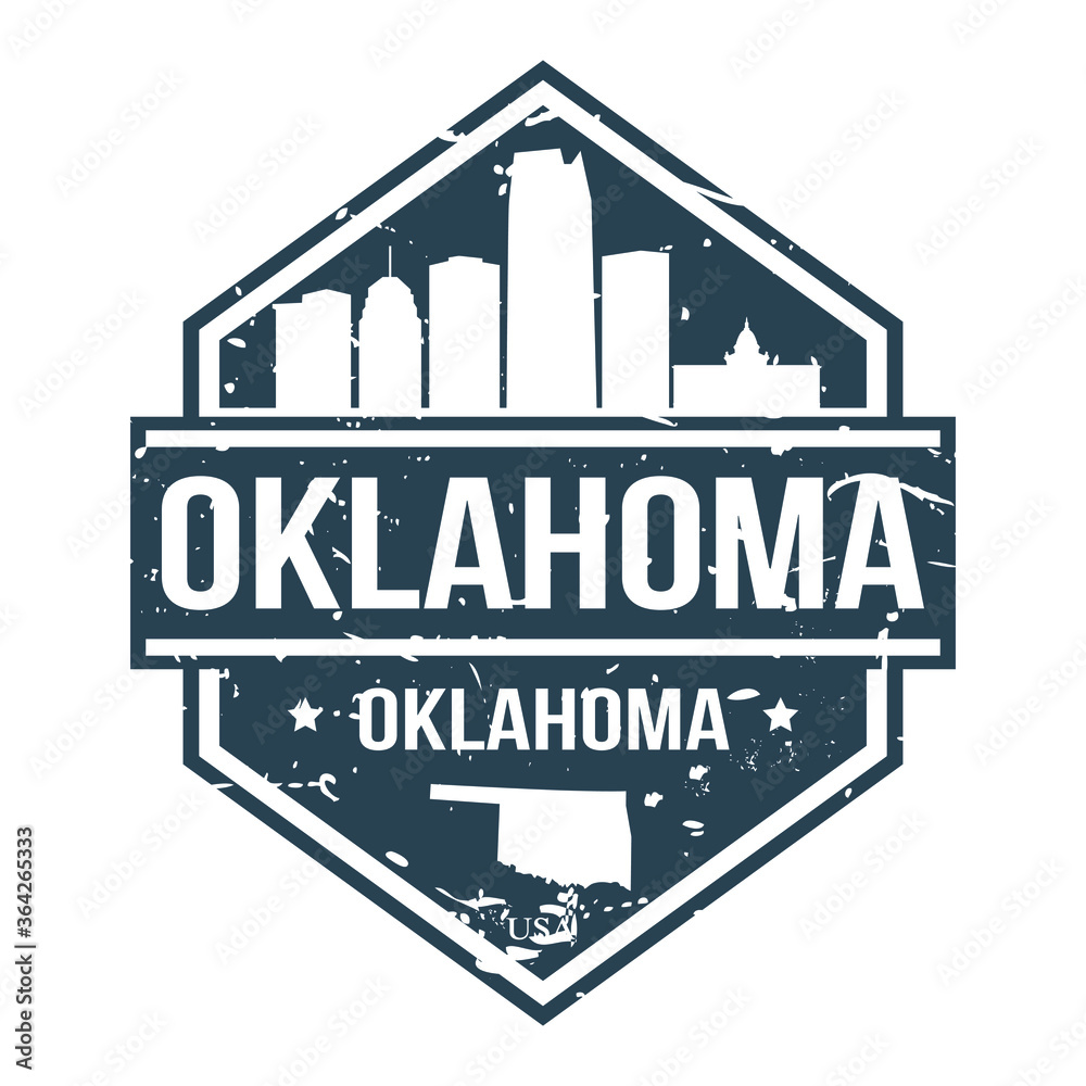 Oklahoma City USA Travel Stamp Icon Skyline City Design.