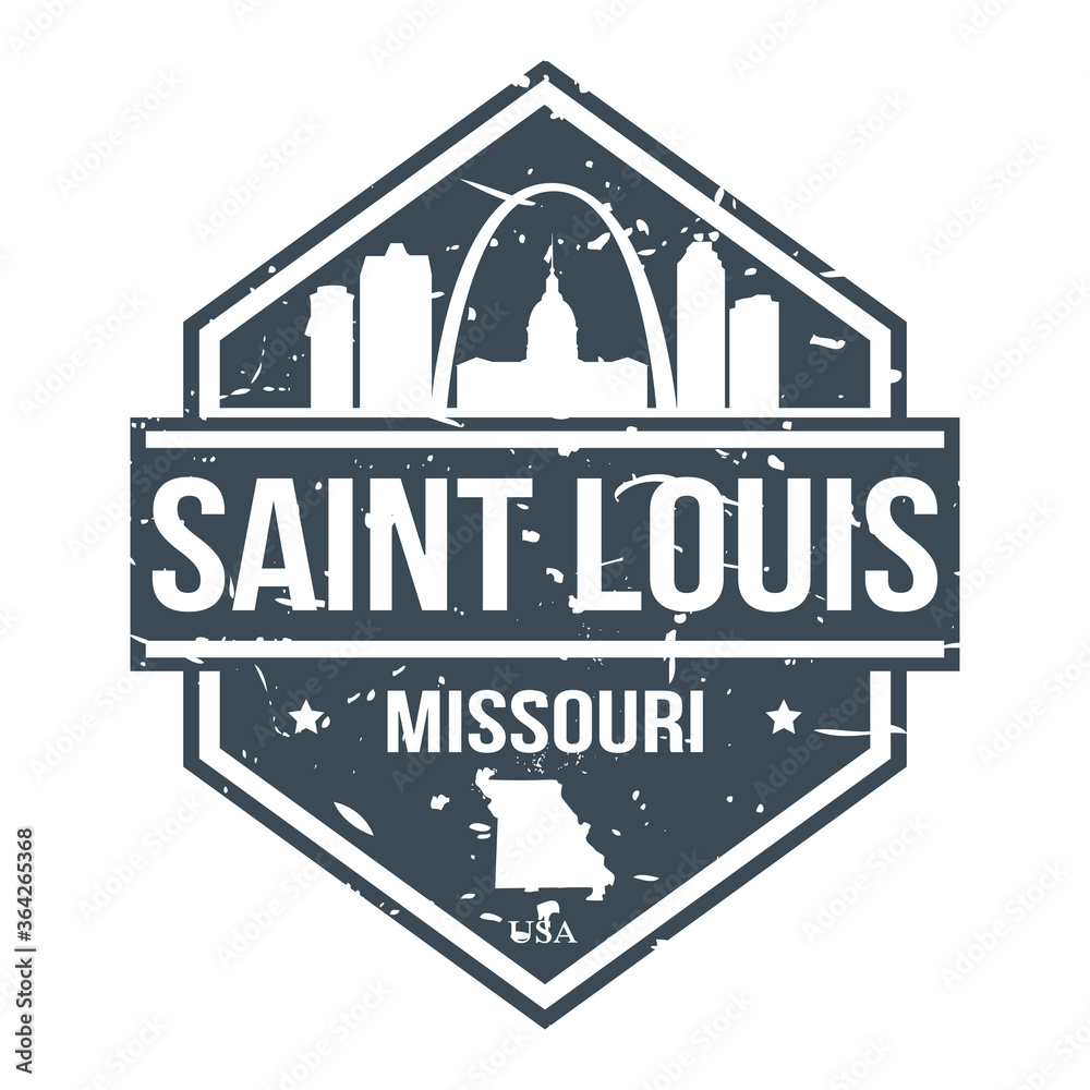 Saint Louis Missouri USA Travel Stamp Icon Skyline City Design.
