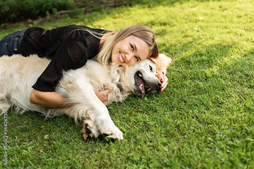 Love and friendship of people and dog Love and friendship of people and dog