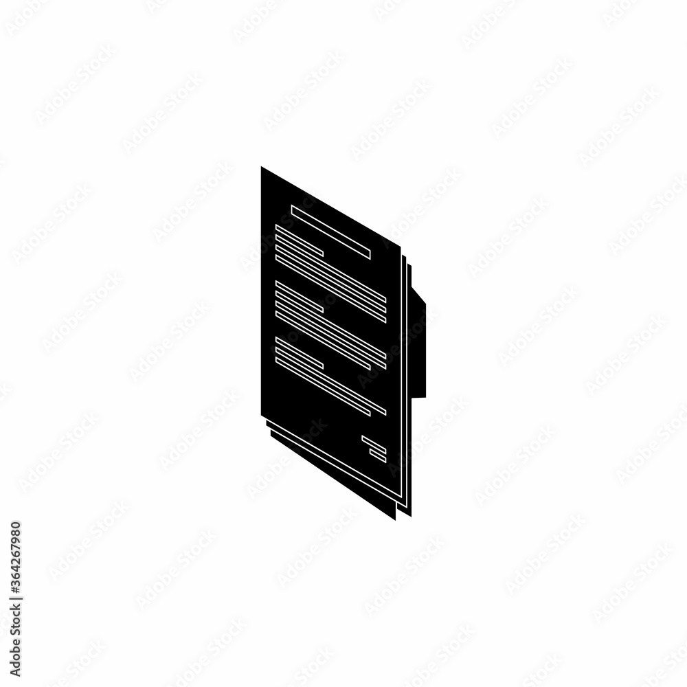Document Isometric left view - White Outline icon vector isometric. Flat style vector illustration. Document Isometric left view - White Outline icon vector isometric. Flat style vector illustration.