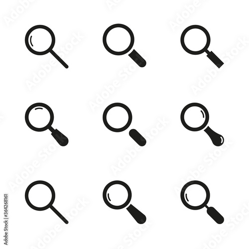 Vector set of magnifying glasses icons. Search symbol on a white background