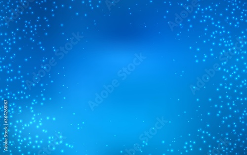 Light BLUE vector template with space stars. Space stars on blurred abstract background with gradient. Smart design for your business advert.