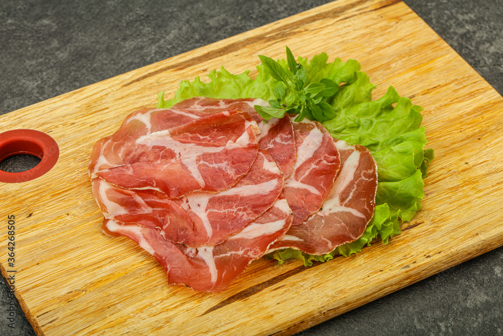 Smoked pork neck slices snack