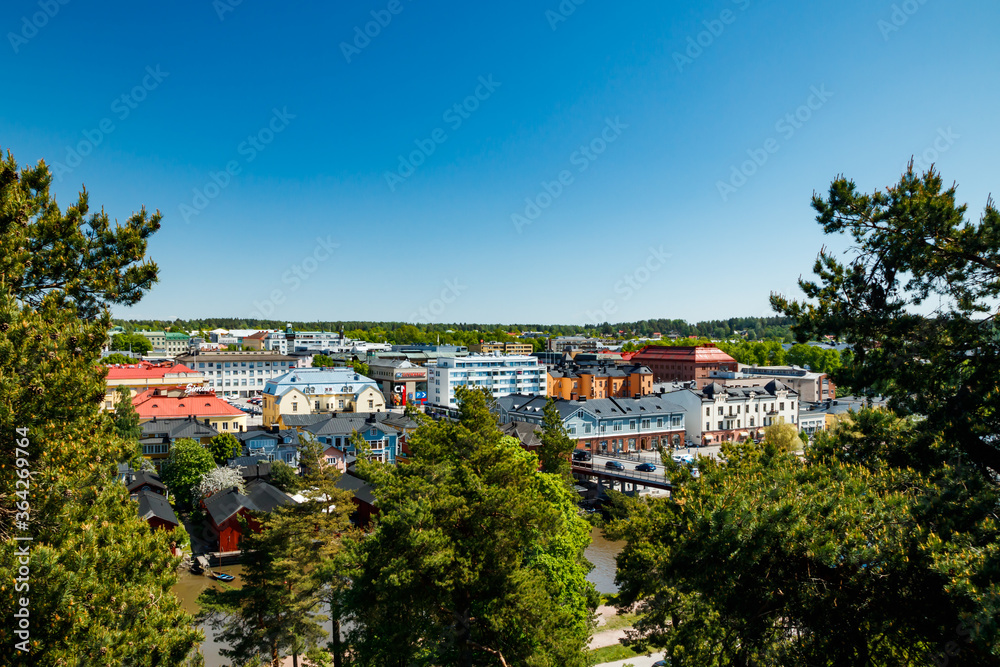 Porvoo, Finland - 3 June 2020: Beautiful panoramic view of old town.