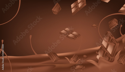 Melted chocolate background vector illustration