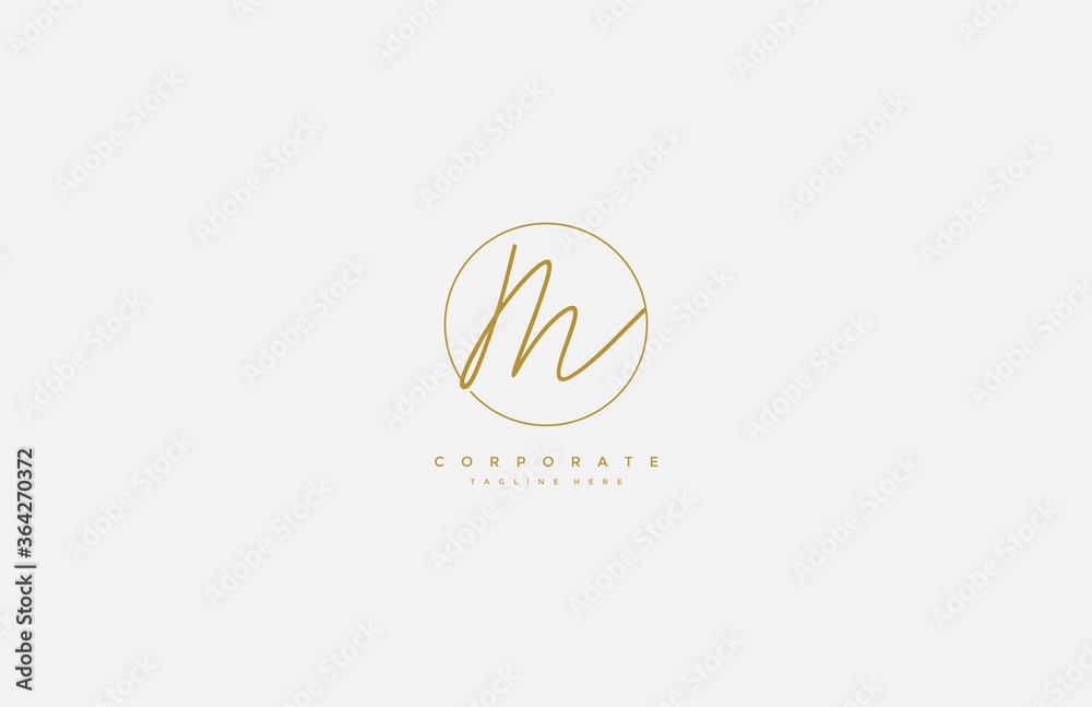 Letter M Logo Manual Elegant Minimalist Signature Logotype