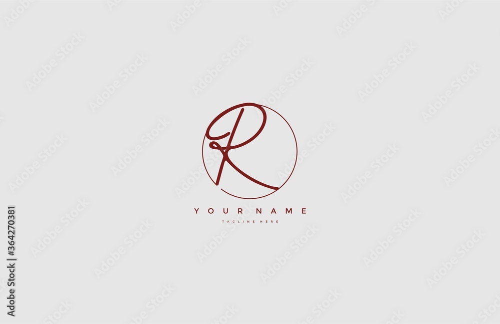 Fototapeta premium Letter R Logo Manual Elegant Minimalist Signature Logotype