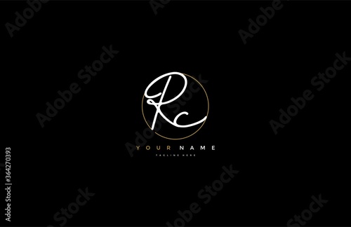 Letter RC Logo Manual Elegant Minimalist Signature Logotype