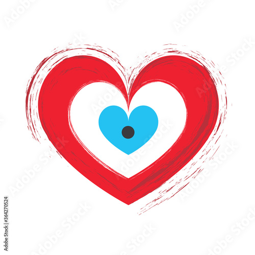 artistic red heart with evil eye vector