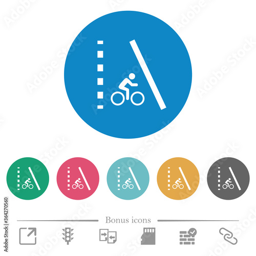 Bicycle lane flat round icons