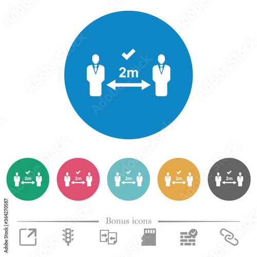 Correct social distancing flat round icons