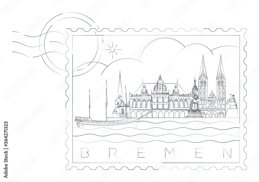 Bremen stamp, vector illustration and typography design, Germany