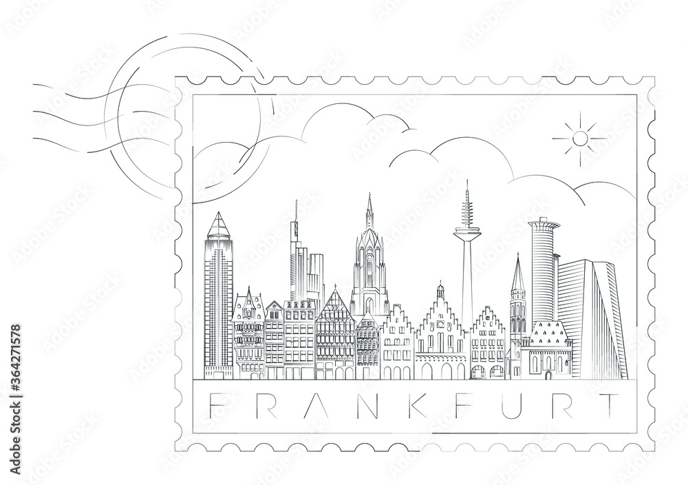 Naklejka premium Frankfurt stamp, vector illustration and typography design, Germany