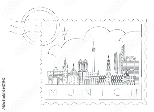 Munich stamp, vector illustration and typography design, Germany