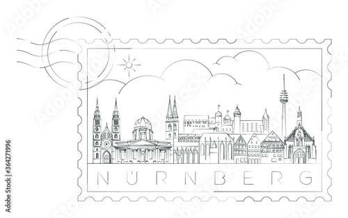 Nürnberg or Nuremberg stamp, vector illustration and typography design, Germany