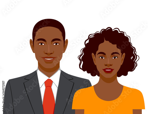 Cute smiling african men and woman