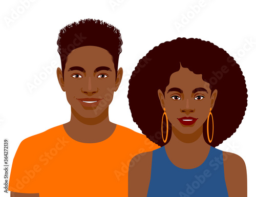 Cute smiling african men and woman