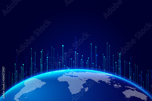 Canvastavla Digital earth, dotted line, 01 binary data combination, meaning globalization, internationalization, Internet big data technology background