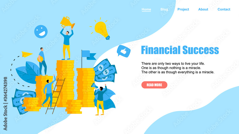Webpage Template. Financial success illustration. Business success flat design concept