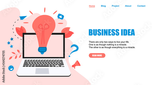 Creativity online business idea concepts with big bulb. Vector illustration.