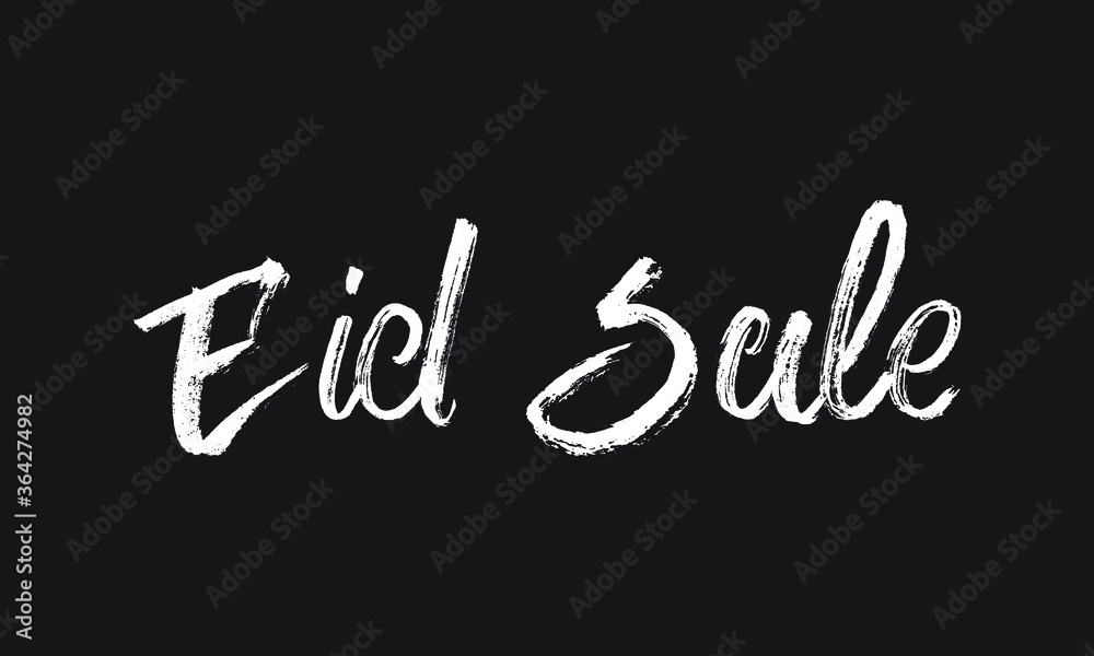 Eid Sale Chalk white text lettering typography and Calligraphy phrase isolated on the Black background 
