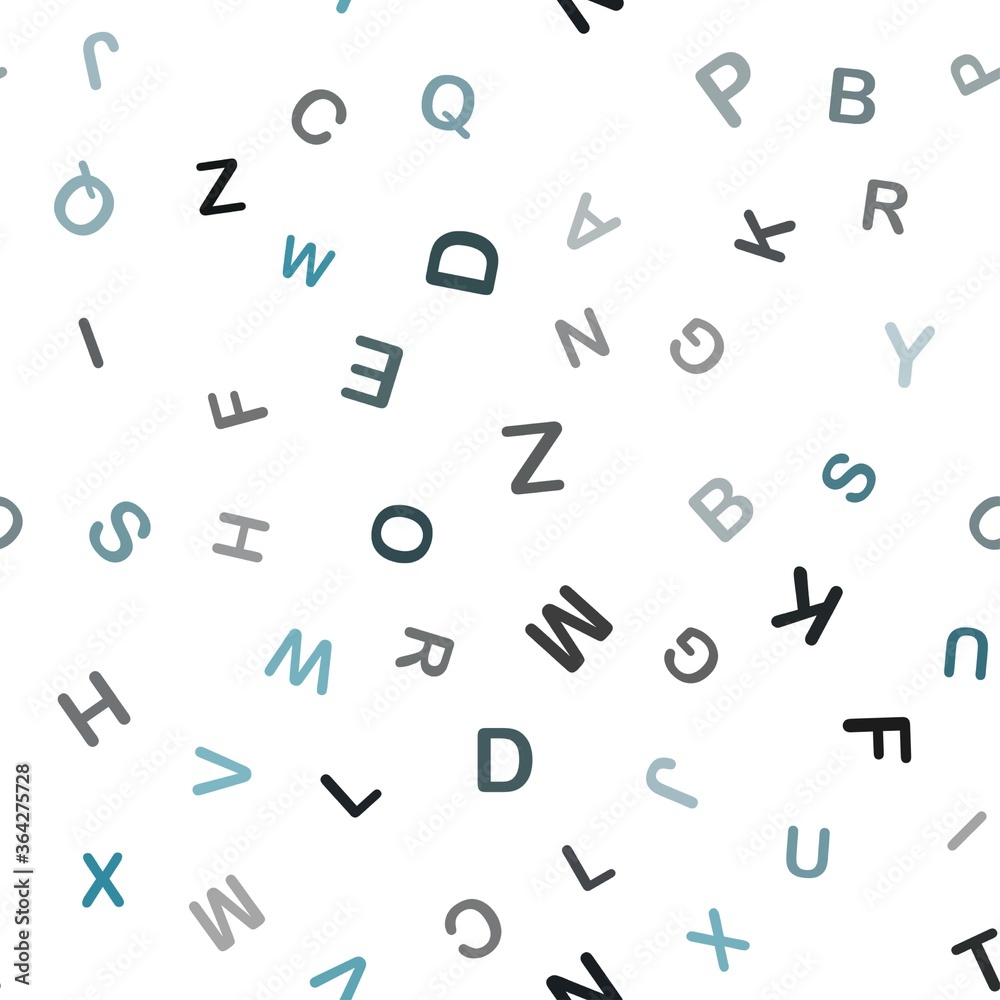 Dark BLUE vector seamless background with signs of alphabet. Colored alphabet signs with gradient on white background. Pattern for design of fabric, wallpapers. Dark BLUE vector seamless background with signs of alphabet. Colored alphabet signs with gradient on white background. Pattern for design of fabric, wallpapers.