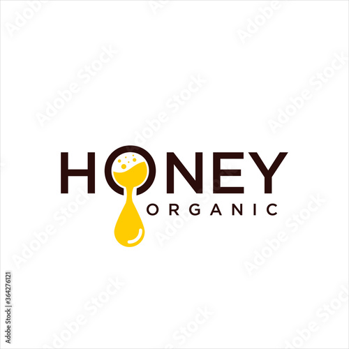 Dripping honey Logo Design Template. Honeycomb Logo Design Nature Organic. Beekeeping logo design with abstract bee. Bee logo Icon Symbol Vector Template. Beehive Icon