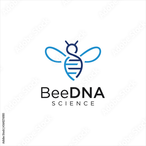 DNA Bee Logo Design Genetic Symbol. Animal DNA Logo Diagnostics Science